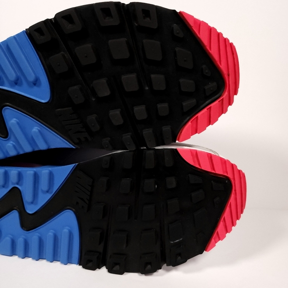 Nike Air Max 90 White/Hot Coral-Blue Crystal Womens Size 7 DA8856 100 Good Con - Picture 9 of 15